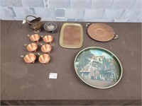Vintage copper, brass, and silver plated mix lot