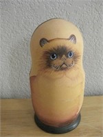Hand Painted Wood Nesting Dolls - Signed