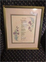 Framed & Matted Mothers Poem 15x18