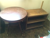 Round Parlor Table and Bookshelf