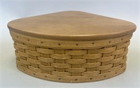 Large Corner Basket With Wood Lid & Protector -