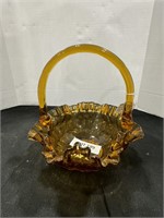 Amber glass Fenton basket