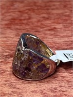 Sterling Silver .925 Purple Yellow Speckle Ring