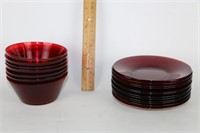 Ruby Red Bowls and Plates