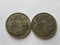 Pair of Fine 1938 Canada 50 Cent Pieces