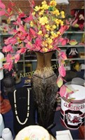 METAL VASE WITH ARTIFICIAL FLOWERS