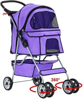 BestPet Purple 4-Wheel Pet Carrier