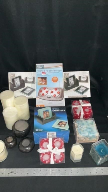 Photo coasters, homedics heated foot massager,