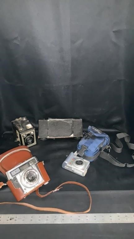 Vintage cameras, Canon digital camera with case,