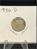 90% Silver Mercury Head Dime 1936-D