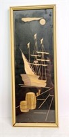 Mid Century Framed Wall Art, VTG Straw Pic.