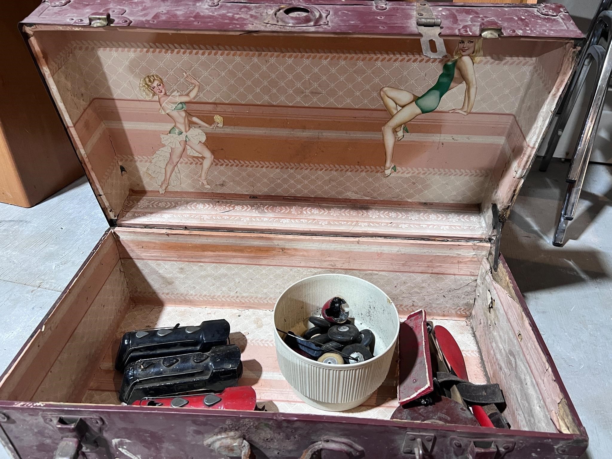 Trunk With 3x Toy Locomotives