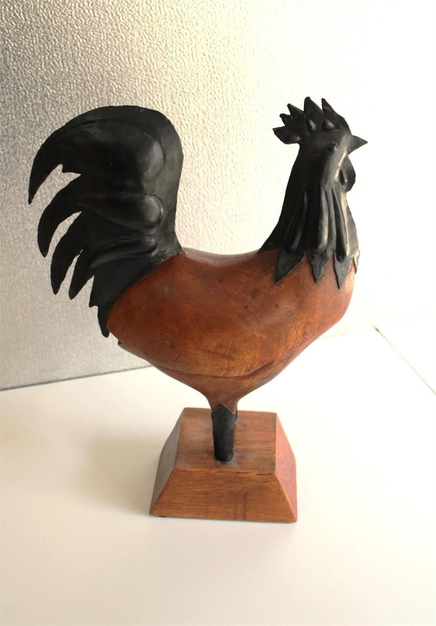 Wood & Metal Rooster 18"Tall