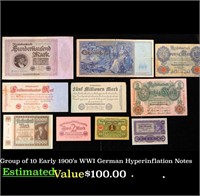 Group of 10 Early 1900's WWI German Hyperinflation