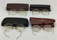 (4) Pair Eyeglass Cases w/Glasses
