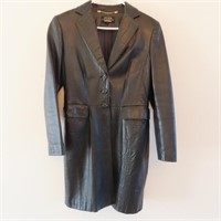 Escada Black leather coat, size 10