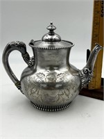 Quadruple plate teapot etched