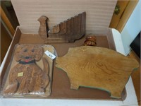 Handmade wood Pig shaped cutting board, dog
