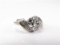 Two-Stone Antique Estate Diamond Ring, 14K WG