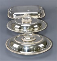 Three Silverplated Vegetable Dishes
