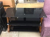 Wood and Glass Entertainment Center TV Stand -