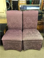 Pair Purple Armless Upholstered Chairs