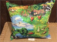 Farm Animal Scene Pillow