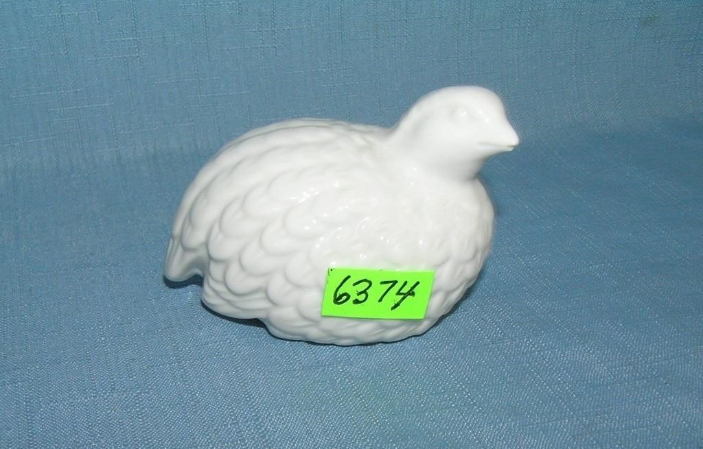 porcelain Milk Glass covered figural dove