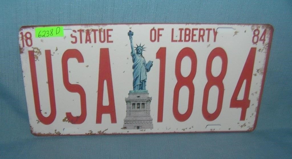 Statue of Liberty USA License plate size retro sig