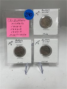 (3) Buffalo Nickels 1918-S 1928-D 1930-S