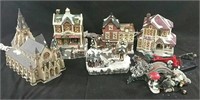 Christmas village pieces /accessories & wall