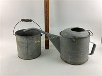 Galvanized Pale Bucket and Sprinkler Water Can.