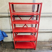 Red metal shelf