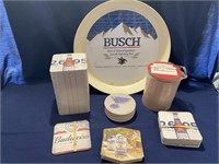 BUSCH Beer Tray and Coaster Lot