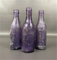 Three Antique & Vintage Irradiated Purple Bottles