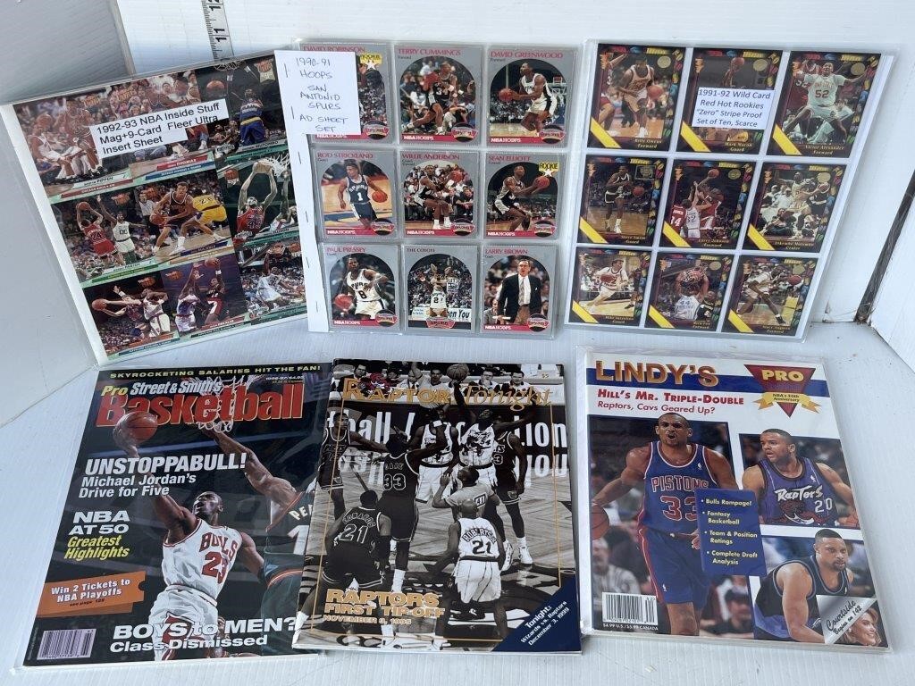 Lot of NBA basketball cards & magazines