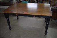 Wood Dining Table w/Four Drawers. Two On Each Side