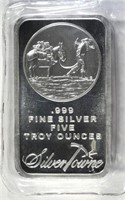 FIVE OUNCE .999 SILVER BAR ( SILVERTOWNE )