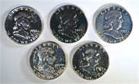 5 - Diff. PROOF FRANKLIN HALF DOLLARS