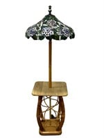 Bamboo Rattan Lamp Table w/ Tiffany Style Shade
