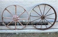 Two Cast Iron Sulky Wheels