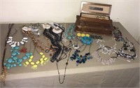 Costume Jewelry and wooden  jewelry box