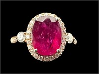 14K RUBY AND DIAMOND RING