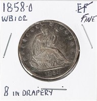 Coin 1858-O Seated Liberty Half Dollar In Fine