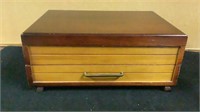 Vtg. Silvercloth Lined Flatware Chest With