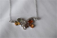 Sterling Silver Necklace w/Multi Colored Gemstones