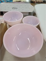 Pink glass serving bowls
