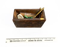 Primitive Wooden Box w/Assorted Skeleton Keys,