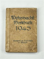 WEHRMACHT MERKBUCH 1945 BOOK WITH ENTRIES