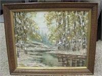 23"x 20" Framed Signed Vtg Oil Painting On Canvas